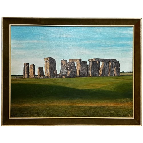British Oil Painting Landscape Prehistoric Stonehenge