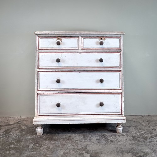 19Th Century Pine Painted Chest Of Drawers 