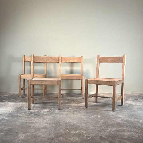 Set Of Four Ron Carter Oak Dining Chairs 
