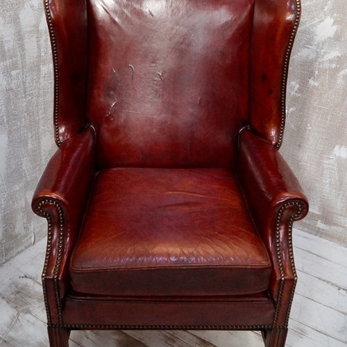 Georgian Style Leather Wingback Chair 