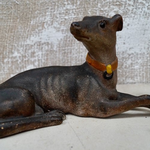 Antique Terracotta Greyhound Sculpture