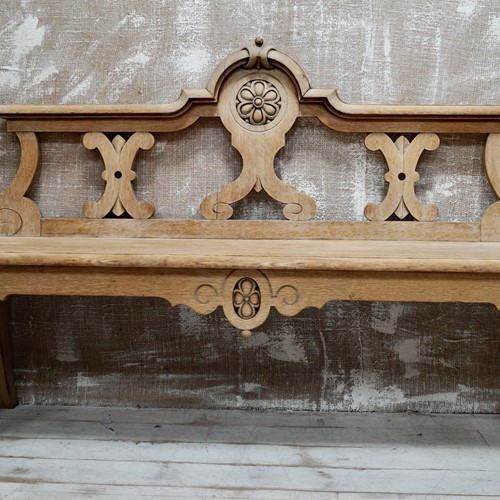 Victorian Bleached Oak Hall Bench