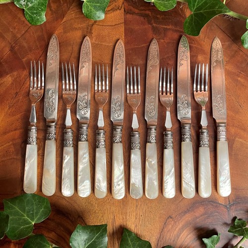 A Set of Six Victorian Dessert Knives and Forks