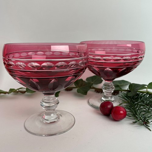 A Pair of Cranberry Glass Comports