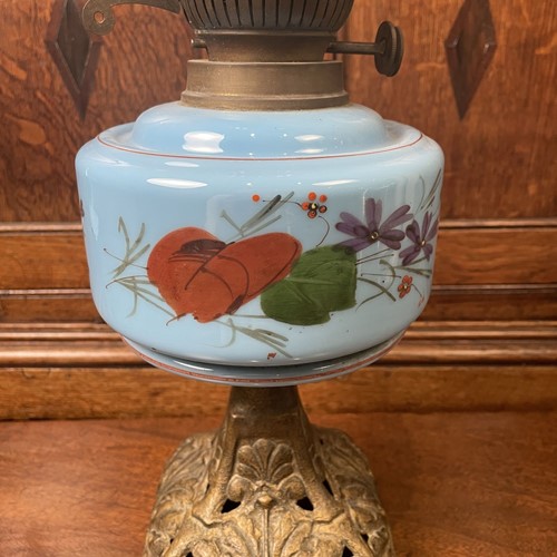 Large Hand Painted Victorian Oil Lamp