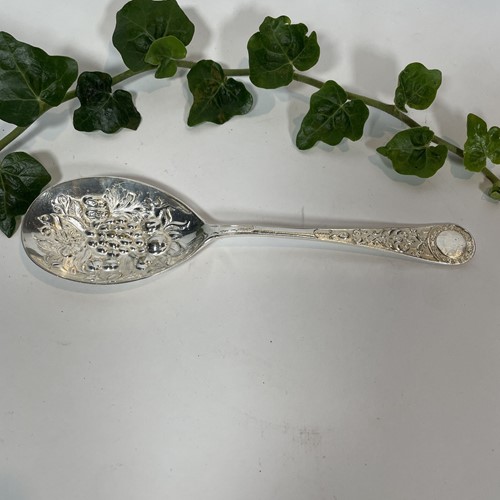 A Victorian Silver Plated Berry Serving Spoon