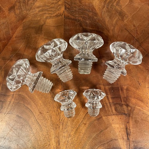 A Set Of Six Victorian Glass Furniture Knobs