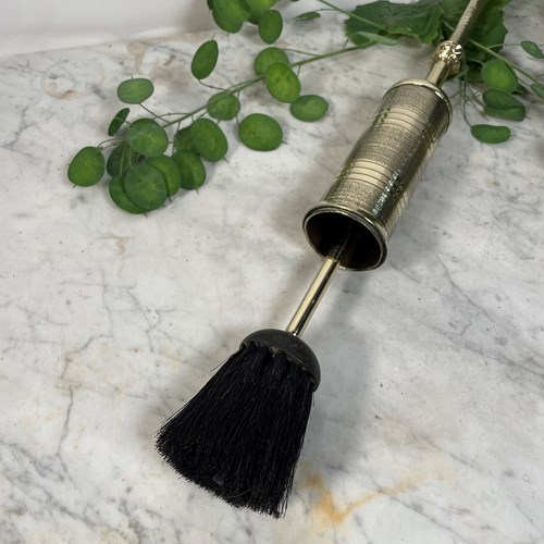 Brass Hearth Brush With Sliding Cover