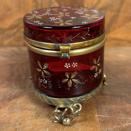 Enamelled Ruby Glass Pot
