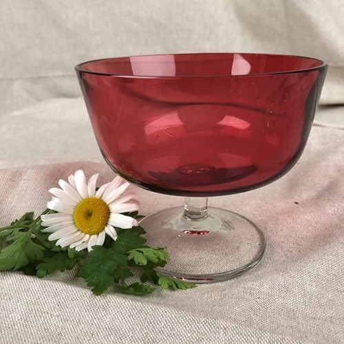 Victorian Cranberry Bowl on Stand