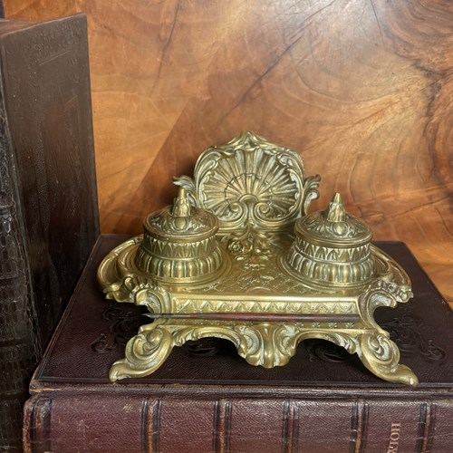 A Victorian Brass Ink Well