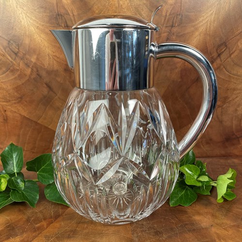 Fabulous Large Ice Jug With Silver Plated Fittings