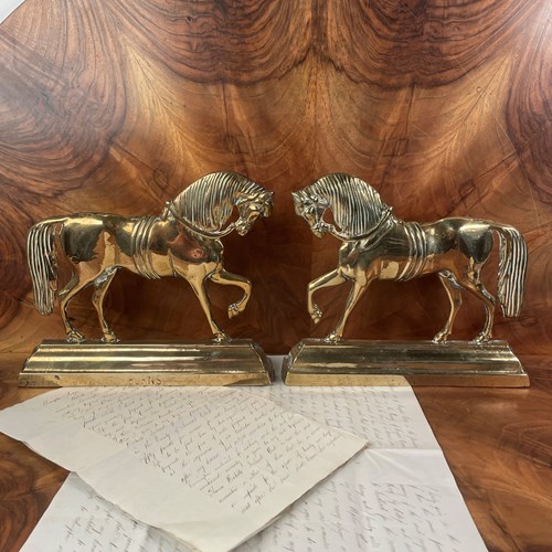 Large Pair Of Victorian Brass Horses