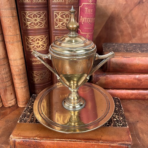 Victorian Brass Urn Shaped Inkwell