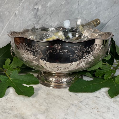 Large Silver Plated Punch Or Champagne Bowl