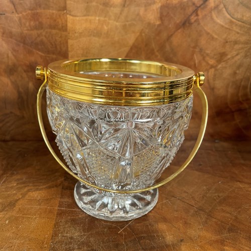 Gold Rimmed Glass Ice Bucket