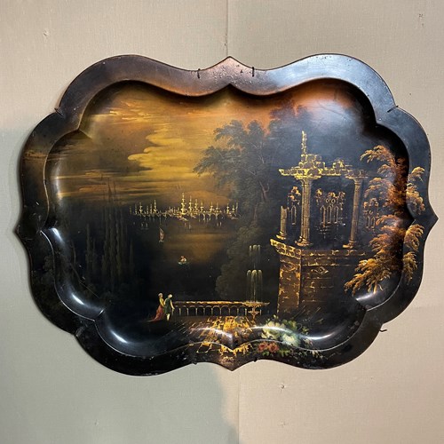 Beautiful Early Victorian Toile Tray