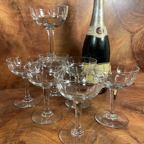 Set Of 7 Cut Champagne Coupes