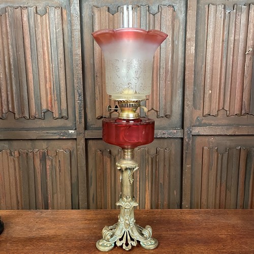 An Art Nouveau Victorian Oil Lamp