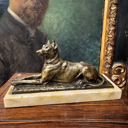 Bronze Dog On Marble Base