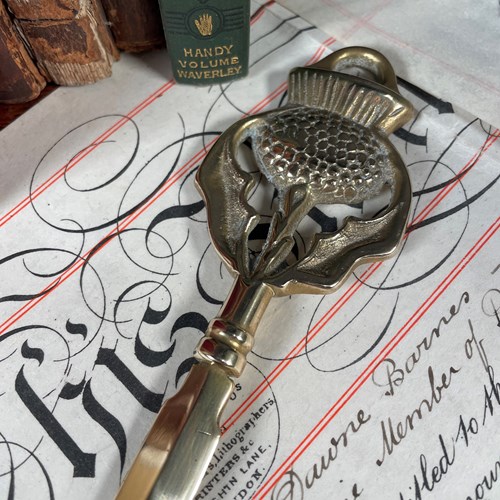 Brass Paper Knife With Thistle Decoration