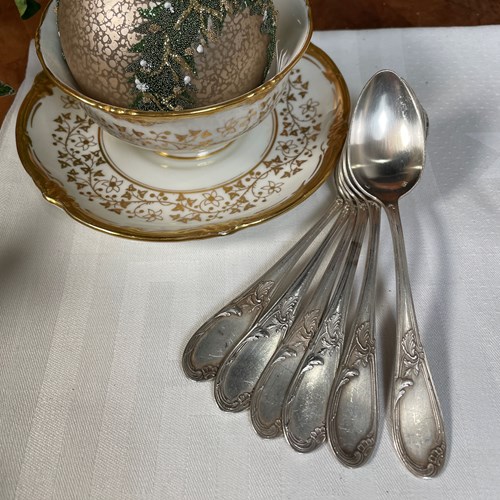 Set Of 6 French Silver Plated Tea Spoons