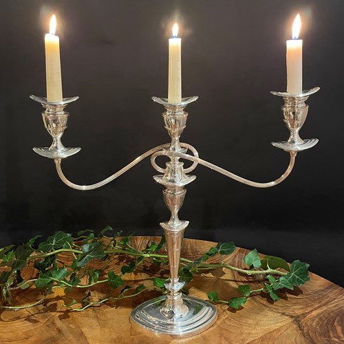  A Three Branch Silver Plated Candelabra