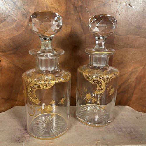 Pair Of French Gilded Perfume Bottles