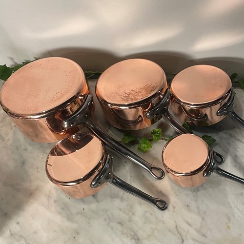 A Set Of 5 Graduated Copper Pans