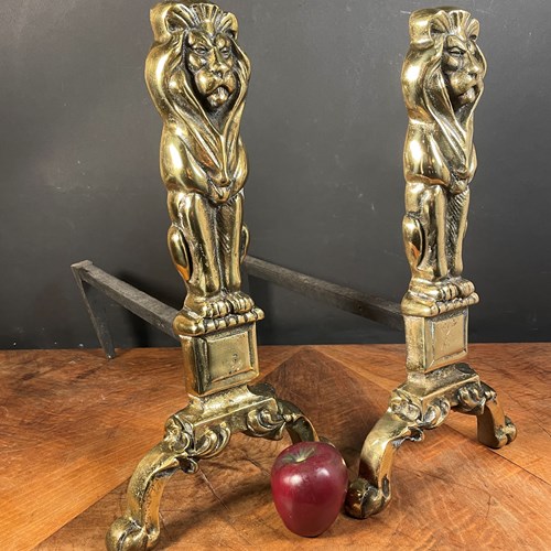 A Large Pair Of Brass Andrions 