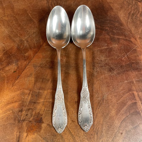 Pair Of French Silver Plated Serving Spoons