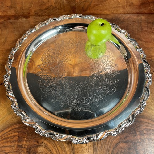 Large Round Silver Plated Tray