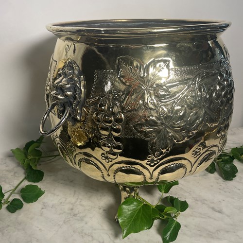 A Large Ornate Brass Jardinière