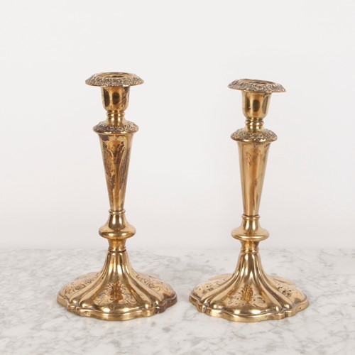 Pair Of Victorian Gilded Candlesticks