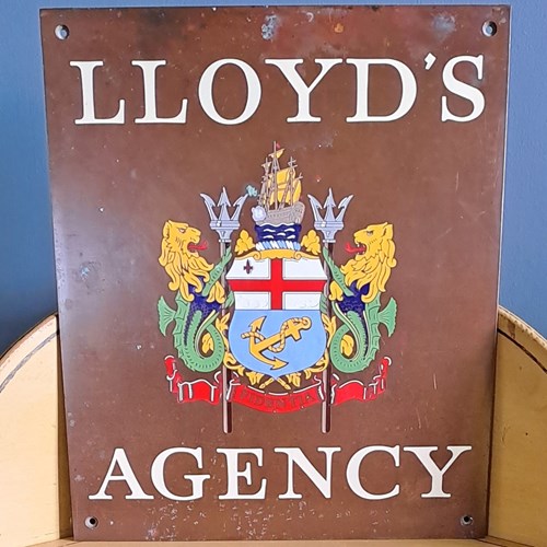 Solid Bronze And Enamel Lloyd's Agency Marine Insurance Plaque