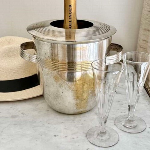 Patinated Art Deco Style Wine Cooler With Removable Lid