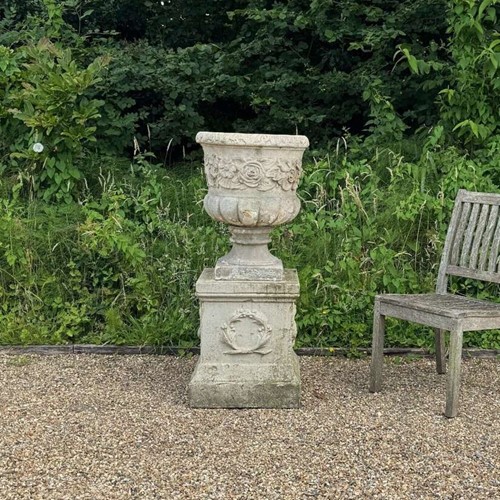 Large Flower Urn and Pedestal