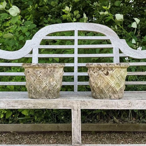 Pair of Patinated Lattice Planters
