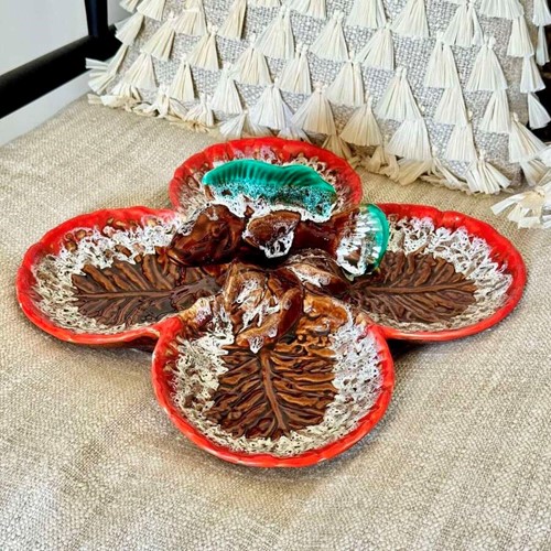 Chic hand painted French Ceramic hors d’oevre serving dish from Vallauris