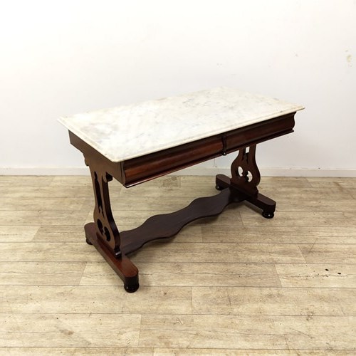 Antique Victorian Solid Mahogany Marble Top Washstand 