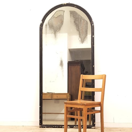 Antique 6 Ft Tall Dome Top Victorian Ebonised Distressed Mirror