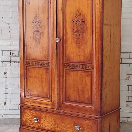 Antique Victorian Aesthetic Pine Double Wardrobe