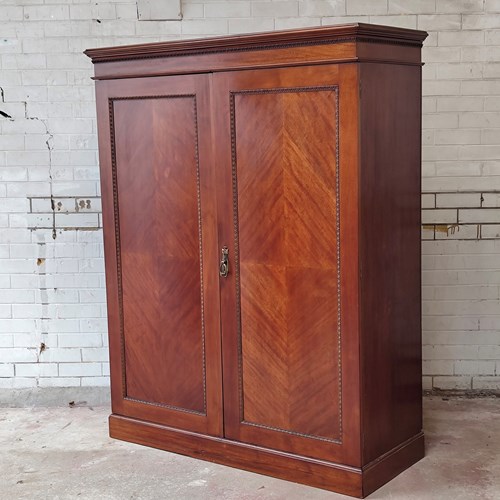 Diminutive Antique Edwardian Mahogany Double Wardrobe Armoire Compactum