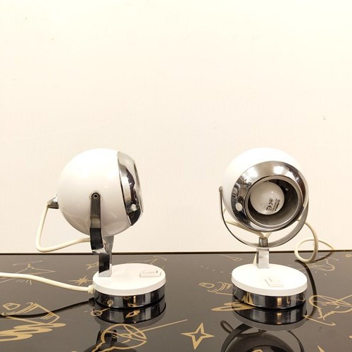 Vintage Pair 1970S Space Age Polifemo Eye Ball Table Lamps