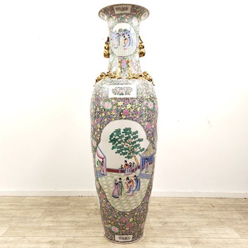 Very Large Chinese Decorative Famille Rose Floor Place Vase 