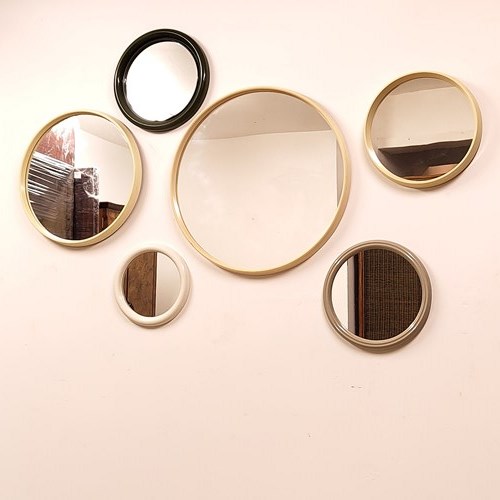 Set Of 6 1960S Cosmic Space Age Moulded Plastic Wall Mirrors 