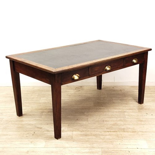 Antique Solid Oak Ex Government Leather Top Desk 