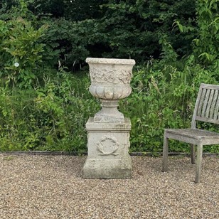 Large Flower Urn and Pedestal