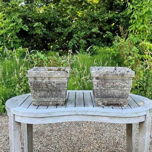 Pair of Small Weathered Square Planters