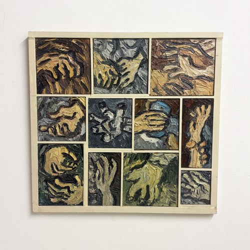 Barry De More, Large Vintage Impasto Oil Painting - Famous Hands